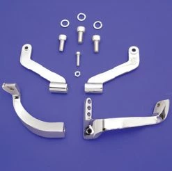 V-Twin Manufacturing Chrome Stock Length Driver Floorboard Mounting Kit